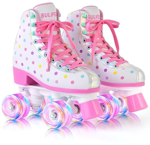 SULIFEEL Roller Skates for Girls and Women with Light up Wheels