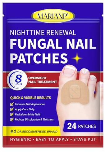 Ninsiec Fungal Nail Patches - Nighttime Toe Funqus Patches,Discolored &Thickened Nails Repair, Treatments for Damaged Nails, 24 Pcs