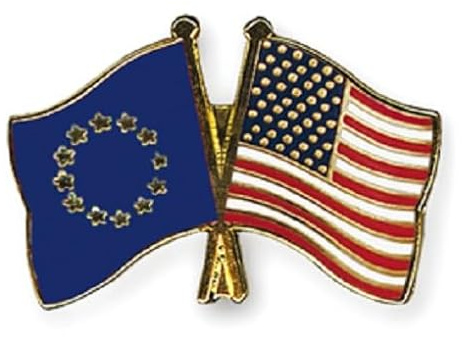 Europa-USA Freundschafts Pin - Anstecker Europa-U.S.A. Freundschaft