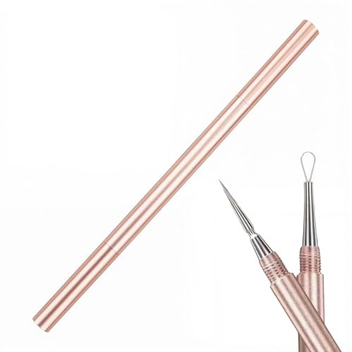 Punti Neri Rimozione Portatile a Doppia Testa - Schiaccia Brufoli - Pinzette per Brufoli - Estrattore di Punti Neri - Strumento per Schiacciare Brufoli（Oro Rosa）