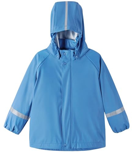 Reima - Lampi Regenjacke für Kinder Wasserdicht - Jacke für Jungen und Mädchen, Reißverschluss vorne, Abnehmbare Kapuze, Reflektierende Details, Maschinenwaschbar - Cool blue, 128