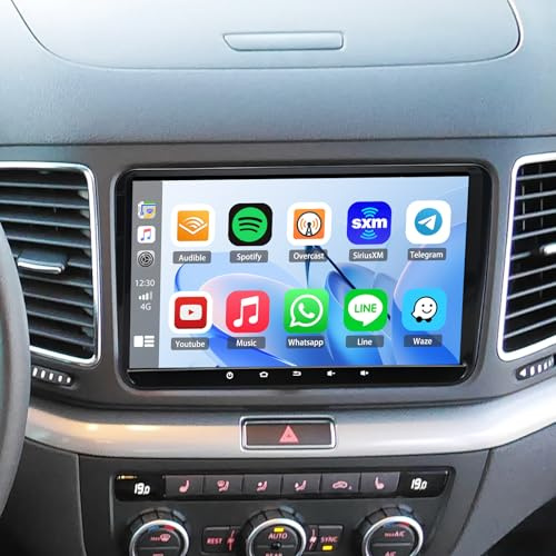 2+32G Android 13 Autoradio für VW Sharan 2010-2014 mit Carplay Android Auto, 9 Zoll Touchscreen Auto Stereo Display Player Radio GPS Navigation Head Unit mit FM RDS SWC Mirror Link Bluetooth WLAN