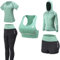 JULY'S SONG Yoga Kleidung Anzug 5er-Set Trainingsanzug Laufbekleidung Gym Fitness Kleidung (Grün, S)
