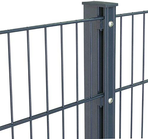 Doppelstabmattenzaun Höhe 1,03 m Pfosten mit Abdeckleiste 42,5m bis 60 m Anthrazit + Moosgrün (45m, Anthrazit Ral 7016)