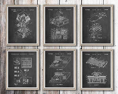 Computer Patent Set of 6 Computer Prints IT Wall Art Computer Programming Computer Programmer Gift Coding Poster IT Art WB286-291 (29.7cm x 41.9cm (A3), Chalkboard Black)