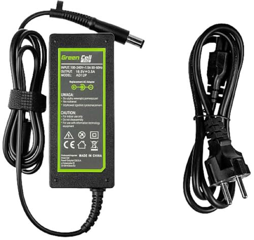 Green Cell Netzteil für HP 250 G1 255 G1 ProBook 450 G2 455 G2 Compaq Presario CQ56 CQ57 CQ58 CQ60 Laptop Ladegerät inkl. Stromkabel (18.5V 3.5A 65W) Farbe: Schwarz