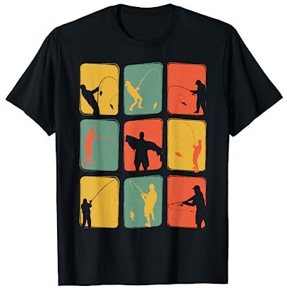 Angler Fischer Vintage Retro Vater Angeln Fischen T-Shirt