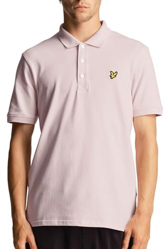 Lyle & Scott Uomo Polo Monocolore Tipped con Riga Rosa Chiaro L