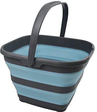 SAMMART - 10L Collapsible Rectangular Handy Basket/Bucket (Grey/Sea Angel, 1)