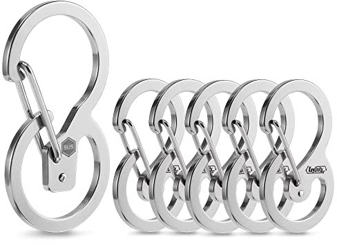 KeyUnity KS04 Porte-clés Organisateur Porte-clés en Acier Inoxydable, 6 Pcs Set Clip Mousqueton à Dégagement Rapide pour Clés, Lampe de Poche, Couteau Pliant et Sifflets