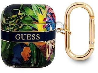 Guess GUA2HHFLB Hülle für AirPods Cover blau/Blue Flower Strap Collection