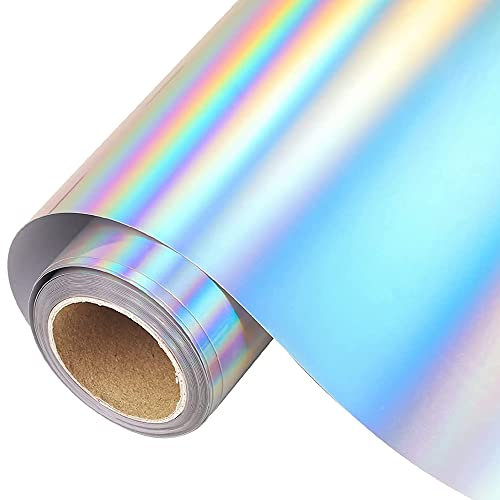 Plotterfolie Textil, 30.5cm x 305cm Flexfolie Plotter Textil für Cric und Silhouette Cameo, Verwendet in DIY-T-Shirt-Kleidung und Anderen Stoffen, Einfach zu Schneiden und zu Jäten (Holografisches)