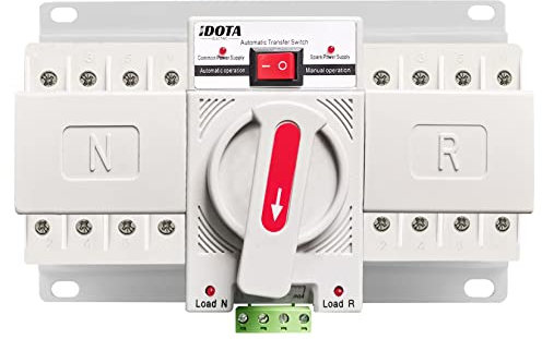 Idota Dual Power Automatischer Transferschalter AC 230V 4P 63A Lastumschalter Notstrom Umschalter Automatisch Notstromschalter Netzumschalte Doppeltransferschalter Leistungsschalter