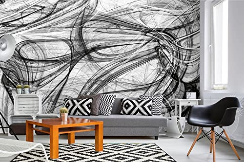 DIMEX LINE Non-Woven Photo Wallpaper Black and White Design 375 x 250 cm - Non-Woven Wallpaper, wall Mural, wall Art - Wallpaper for Living Room, Bedroom, Office, Kitchen