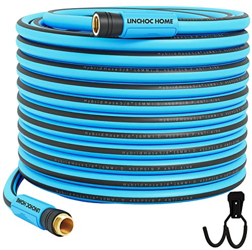 Gartenschlauch, 1,5 m, flexibel, strapazierfähig, Hybrid, 1,6 cm. Knickfester Gummi-Wasserschlauch mit Schlauchhalter, wetterfest, leicht, platzt 450 PSI