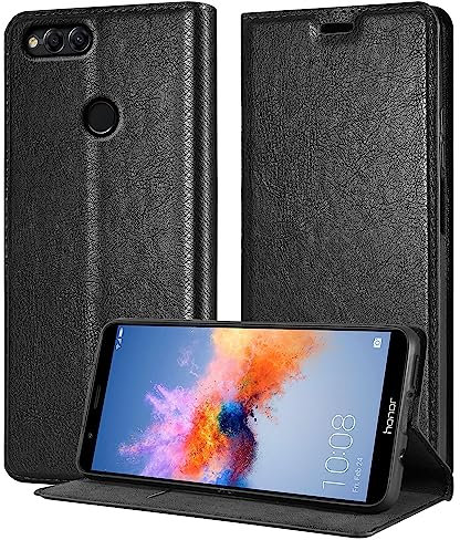 cadorabo Housse Compatible avec Honor 7X en Noir Nuit - Coque de Protection avec Fermeture magnétique, Fonction de Support et Compartiment pour Carte
