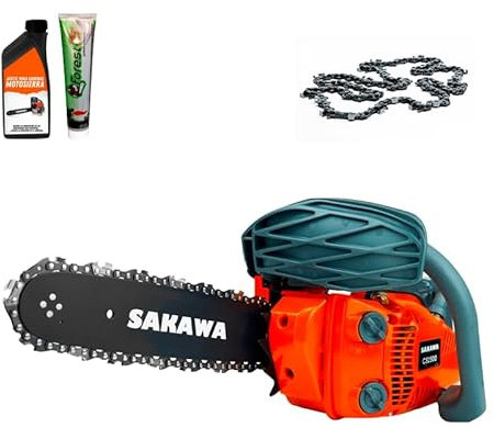 SAKAWA Motosierra de Gasolina Espada 12 + Aceite Engrase + Aceite 125ml + Cadenas