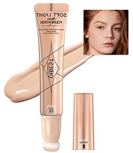 Base de Maquillaje de Cobertura Total, Base de Maquillaje Líquida Mate con Aplicador de Cojín, Base de Maquillaje Hidratante Mate Impermeable de Larga Duración (02#ROSA CÁLIDO)