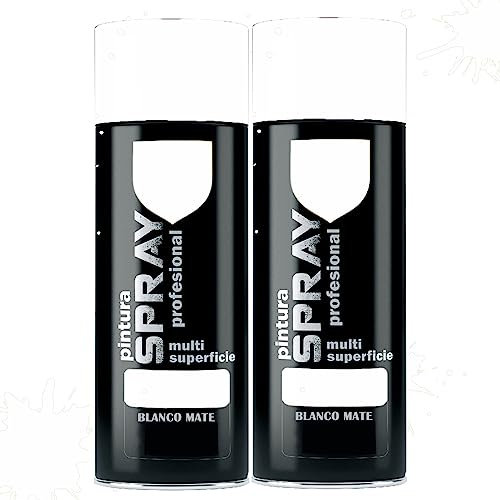various Pintura Spray Blanco Mate de 400 ml Adecuado para las Superficies de Metal, Madera y Plástico Pack de 2 Unidad