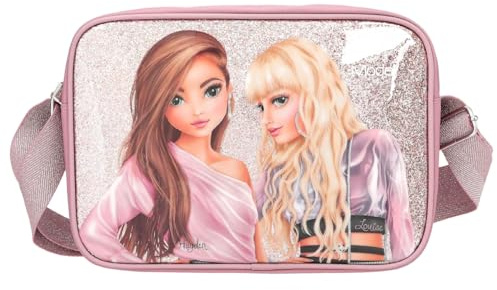 Depesche 12528 TOPModel Glitter Queen - Umhängetasche in Rosa, Tasche mit Reißverschluss und längenverstellbarem Tragegurt