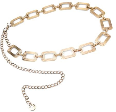 AMONENZ Taillengürtel Gold, Kettengürtel Damen, Verstellbare Hohlen Dünnen Gürtel, Mode Taille Kette, für Kleider, Lange T-Shirt Partei