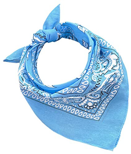 Bandana aus 100% Baumwolle, 3/5/10er-Set, für Damen, Herren, Kinder, Unisex, einfarbig und/oder mit Paisley-Muster, Artikelnummer A644, himmelblau, Set 1 pz