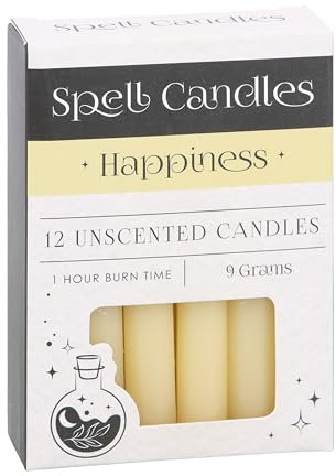 Set mit 12 gelben Zauberkerzen – Ritualkerzen für Glück, Positivität und Kräutermagie – Etwas anderes Kerzenzauberzubehör