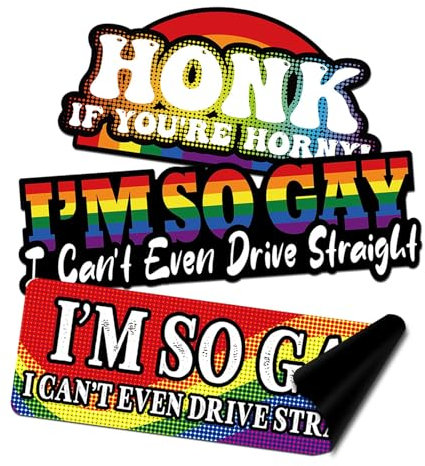 3 x Regenbogen-Magnete, lustige Autoaufkleber, lustige Streich-Aufkleber, reflektierende Gay-Pride-Aufkleber für Autos, LGBT-Magnet-Aufkleber, Auto-Aufkleber für LKW, Auto, Fahrzeug, Fenster,