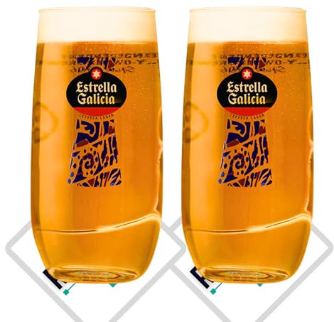 Roxley 2 X NUCLEATED Estrella Galicia Pint Glass Lager Beer 56cl