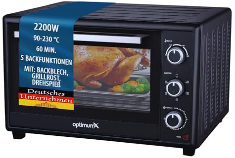 OptimumX - Minihorno (60 L, con recirculación, 2200 W, pincho giratorio), color antracita