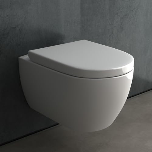 Alpenberger WC con funzione bidet | WC | WC a forma di D | WC sospeso con doccia intima | Taharet WC | WC WC da parete adatto Geberit (7100 U)