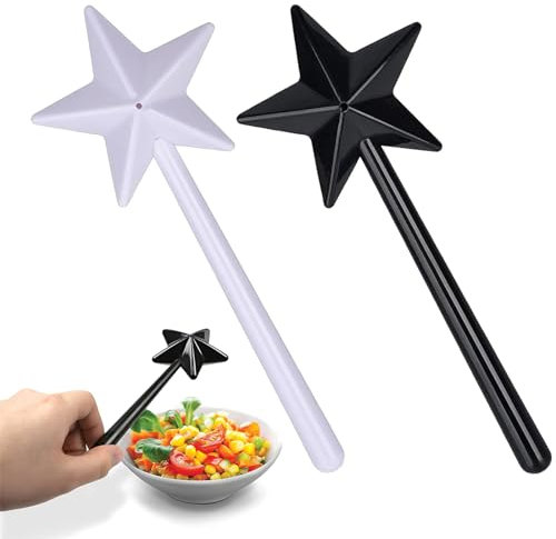 ROROJOYMA Juego de 2 saleros y pimenteros divertidos en forma de estrella, salero y pimentero, para decoración de mesa, suministros de cocina (negro y blanco)