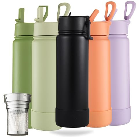 BOTL – Epic Stainless Steel Water Bottle, Leakproof Straw Lid, Insulated Bottle for Hot & Cold Drinks, 21oz 700ml Sports Cap with Internal Straw and Base Protection - Vamp Black