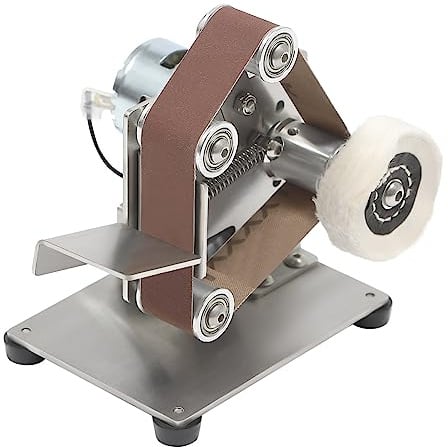 Mini Bandschleifer mit 10 Schleifbändern 150 W Elektrischer Bandschleifer DIY Poliermaschine 7 Gang Einstellbar Bandschleifmaschine Bench Belt Grinder Max.10000 RPM