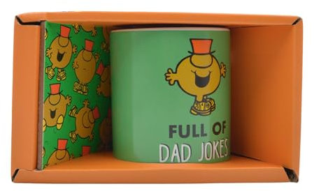 HOX Mr Men Mr Silly Full of dad Jokes Ceramic Mug & Drinks Coaster Gift Boxed Gift Set
