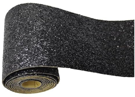 Dostear Chunky Glitter Wallpaper Border Peel and Stick Wall Border Sticker Home Ceiling Decorative Border for Bathroom Living Room Kitchen Black Flash 10 X 200cm
