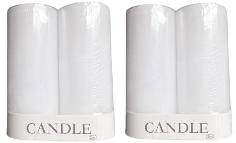 Cadzyre Weiße zylindrische Kerze, 6cm x 15cm, 4 Stück, geeignet für Hochzeiten, Feste, Gebete, Kirchen
