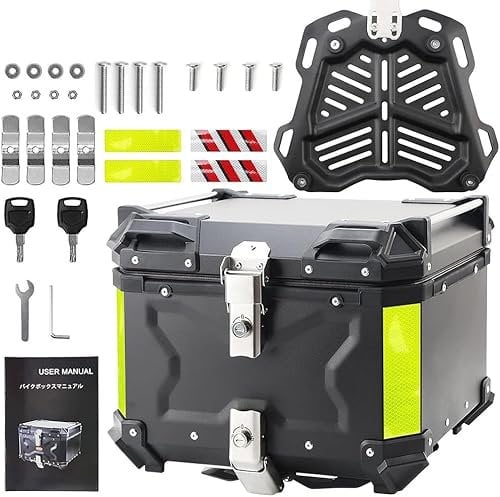 NCONCO Bauletto per Moto, 45L, Impermeabile IP68, Alluminio, Serratura di Sicurezza, per Deposito Casco e Bagagli