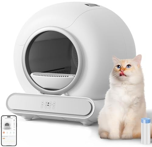 Arenero autolimpiante para gatos de 65 l – Inteligente, antiolor, seguridad, control por aplicación, WiFi – para varios gatos
