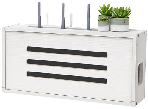 PZPIUGY Router Aufbewahrungsbox Schwebende Regale Wand WLAN Router Regal Wandmontage Kabel Organizer Box Wandbehänge TV Kabel Verstecken Box(White)