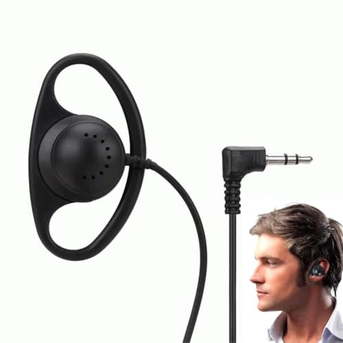 TECHZOCO Auriculares Mono de Doble Canal, Auricular en Forma de G, Auriculares de Radio walkie bidireccionales, Apto para para Ordenador Portátil, PC, Skype, VoIP ICQ, 1 Metro, Jack 2.5 mm