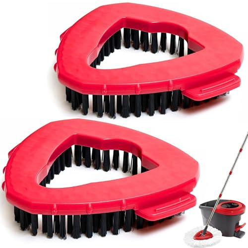 Nnicorns 2 spazzole di ricambio per scopa rotazione, compatibili con scopino e spazzole per pavimenti Vileda Turbo, triangolo, setole dure, spazzola per la pulizia del bagno, cucina, piscina, terrazza