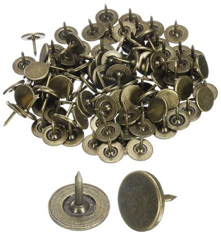 sourcing map 100Pcs Upholstery Tacks, 11mmx10mm Flat Head Thumb Tack Decorative Furniture Nails Push Pins for Furniture Sofa Headboards, Bronze