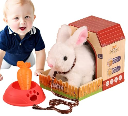 Juguete electrónico de peluche para perros que camina y ladra, juguete falso para perros con cuerda, juguete de simulación para cachorros, cuidado de mascotas para niños y niñas