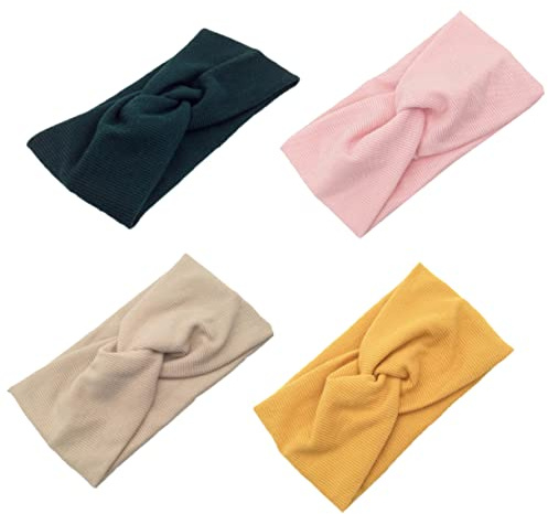 SHERCHPRY 4pcs Cotton Twine Headbands Elastic Cross Yoga Hair Wrap Knot Headband for Women for Sports and Daily Use
