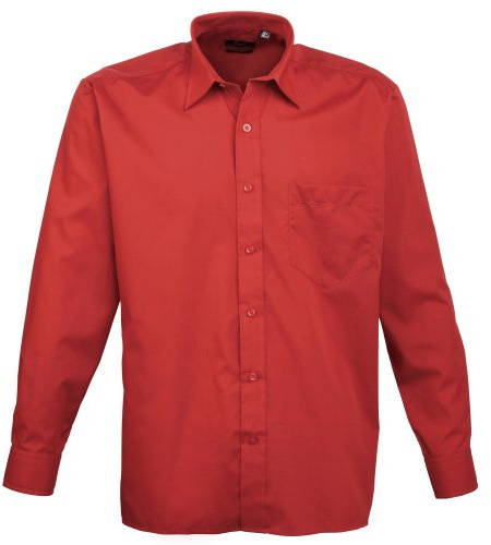 Premier Mens Poplin Long-Sleeved Formal Shirt (20) (Red)
