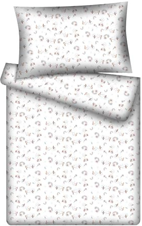 KiGATEX Kinderbettwäsche-Set, Entchen weiß, 100x135+40x60 cm, Baumwolle | 100% Baumwoll, Weiche Bettwäsche für Kinderbett, mit Reißverschluss, atmungsaktiv, pflegeleicht und waschbar bei 60°C
