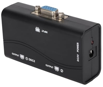 Luqeeg VGA High Definition Splitter, 1 in 2 Out VGA Splitter for Screen Duplication, USB Powered, 1920x1440 1080P Video, 40m Long Distance, Plug and Play