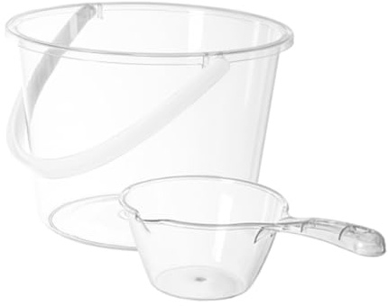 PENIKOKO Seau Plastique avec Poignée Grand Volume Seau Multifonction pour Eau Lavage Jardinage et Rangement avec Cuillère et Réutilisable