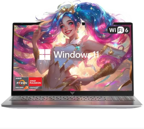 KAIGERR Light Gaming Laptop, AMD Ryzen R2544 Prozessor (bis zu 3,7 GHz), 16 Zoll Laptop Computer mit 16 GB DDR4 512 GB SSD, Windows 11 Laptop mit 1920P FHD-Display, WLAN, USB 3.2, Typ_C